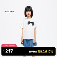 little MO&Co.吸湿速干 little moco童装24夏装女童甜酷蝴蝶结短袖T恤衫 本白色 120/60