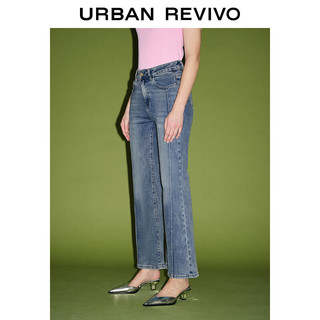 URBAN REVIVO 女士休闲复古百搭喇叭显瘦牛仔长裤 UWJ840041 蓝色 28