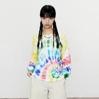 【品牌】春季上衣扎染彩虹字母满印圆领套头卫衣