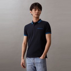 卡尔文·克莱恩 Calvin Klein CK Jeans夏季男士休闲条纹镶边翻领刺绣透气短袖polo衫ZM01604