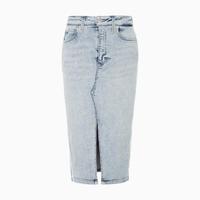 卡尔文·克莱恩 Calvin Klein CK Jeans春秋女士时尚简约LOGO织带开衩包臀牛仔半身裙J218473