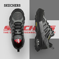 斯凯奇（Skechers）春季男士拼接复古时尚运动鞋户外登山鞋厚底增高休闲鞋 GYBK灰色/黑色 41