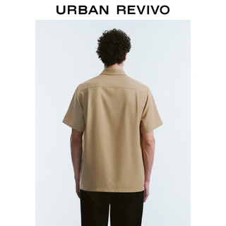 URBAN REVIVO 男士休闲轻通勤短袖开襟衬衫 UMU240026 卡其 XS