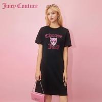 Juicy Couture 橘滋 豹子小姐图案Logo刺绣印花烫钻连衣裙