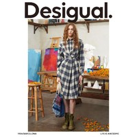 限尺码：Desigual 解构不对称刺绣格纹衬衫式连衣裙