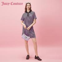 Juicy Couture 橘滋 紫色年华logo刺绣撞色领Polo连衣裙