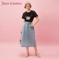 Juicy Couture 橘滋 JC刺绣水洗A摆牛仔半裙