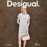 Desigual 24春夏直筒解构刺绣条纹圆领连衣裙