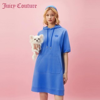 Juicy Couture 橘滋 深蓝电光logo皇冠刺绣连帽连衣裙