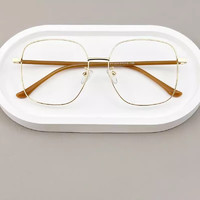 无底视界 金属大框近视眼镜金框奶茶色 + 1.61防蓝光镜片