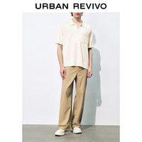 URBAN REVIVO 男士潮流高街休闲宽松抽绳格子阔腿裤 UML640034 浅卡其 32