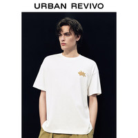URBAN REVIVO 男士休闲立体刺绣挺括宽松T恤衫 UML440051 本白 S