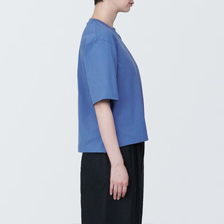 无印良品（MUJI）女式 防紫外线凉感 宽版短袖T恤 上衣打底衫内搭早春防晒 蓝色 XL (165/92A)