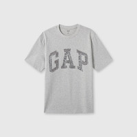 Gap 盖璞 男女拼接字母logo短袖T恤 466766 灰色 L