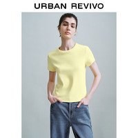 URBAN REVIVO 女士简约基础纯色修身正肩短袖T恤 UWH440048 浅黄绿 L