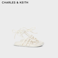 CHARLES&KEITH24春时装凉鞋人字绕绳平底沙滩鞋CK1-70381038 粉白色Chalk 35