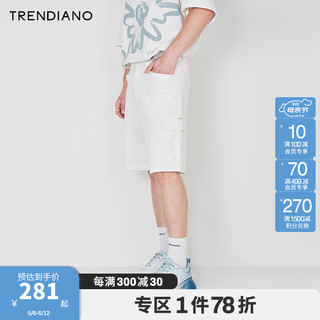 TRENDIANO大口袋休闲工装裤2024年夏季直筒休闲裤时尚短裤男 米白 XL