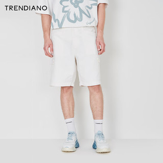 TRENDIANO大口袋休闲工装裤2024年夏季直筒休闲裤时尚短裤男 米白 XL