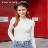 WESTLINK 西遇 2023秋季修身百搭打底衫女纯色长袖针织衫D1791426