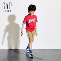 Gap男童2024夏季纯棉logo撞色针织短裤运动休闲儿童装466674 浅棕色 110cm 亚洲尺码