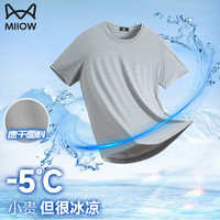 Miiow 猫人 冰丝短袖T恤男夏季纯色体恤宽松运动健身男士速干上衣 浅灰 5XL