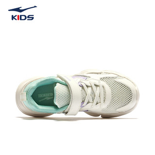 鸿星尔克（ERKE）童鞋男童运动鞋夏季网面透气女童小孩休闲跑步鞋儿童运动鞋 微晶白/气泡绿 31码