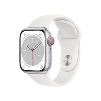 Apple 苹果 Watch Series 8 智能手表 41mm GPS+蜂窝网络款 银色铝金属表壳 白色运动型表带（GPS、血氧、ECG）