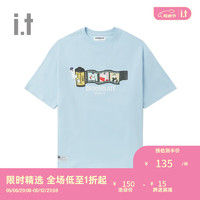 :CHOCOOLATE it男装圆领短袖T恤2024夏季趣味活力半袖002990 BLL/蓝色 XS