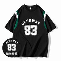 Deerway 德尔惠 2024年夏季款纯棉运动短袖T恤男士休闲圆领透气时尚印花上衣