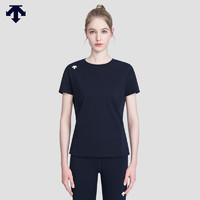 DESCENTE 迪桑特 WOMENS RUNNING系列 女子短袖针织衫 D3232RTS01 NV-藏青色 M(165/84A)