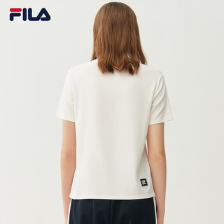 FILA 斐乐 女士短袖T恤夏季休闲运动内搭t恤运动上衣潮 云菇白-WT 165/84A/M