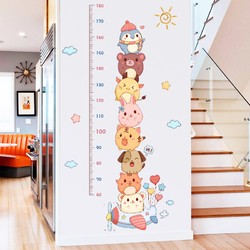 綠蔭蒙蒙 身高貼紙可移除墻貼兒童房客廳卡通動物寶寶量身高尺墻面裝飾貼畫