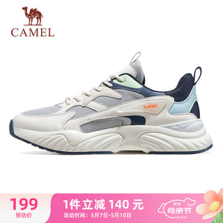 CAMEL 骆驼 复古休闲鞋男撞色拼接透气运动鞋子 K13C39L7004 米色 40