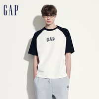 Gap 盖璞 男女宽松撞色插肩袖短袖T恤 544461 白色 XXL