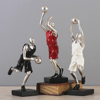 集思美 北欧现代装饰摆件创意篮球运动人物客厅办公室书柜电视柜工艺品 红黑白一套