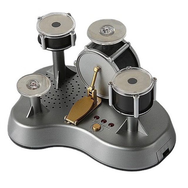 聪乐宝 创意手指触摸式架子鼓 打击乐器 迷你电动爵士鼓 银色