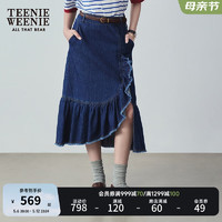 TEENIE WEENIE 小熊2024年夏季牛仔鱼尾裙半身裙修身时尚韩版女 深蓝色 165/M