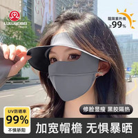 露露贝蓓 夏季防晒面罩全脸防晒口罩一体户外透气遮阳脸基尼大帽檐脸罩 深黛灰(黑胶大帽檐)