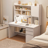 耐家 Naijia） 北欧书桌书架一体带书柜简约家用卧室电脑桌台式9100CM暖白色带门