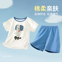 小班郎 儿童短袖套装纯棉透气夏季薄款男女童宝宝短裤婴儿衣服休闲两件套