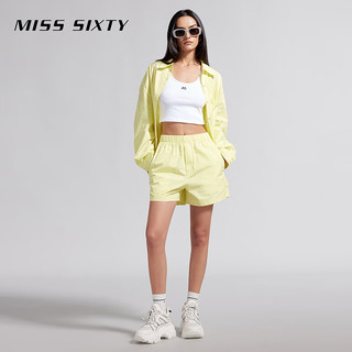 MISS SIXTY2024夏季短裤女松紧腰百搭休闲运动风纯色简约直筒 黄色 M