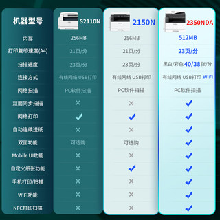 富士胶片2110升级款2150n复印机2350nda黑白激光打印机A3A4多功能一体机 AP2350NDA+第二纸盒
