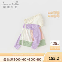戴维贝拉 DAVE＆BELLA）儿童防紫外线外套连帽女童上衣男童防晒衣2024夏装中大童衣服 紫色 100cm(身高90-100cm)