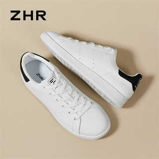 ZHR 则则小白鞋男士春季新款低帮平底板鞋情侣款潮流百搭运动休闲鞋男鞋 白黑 41