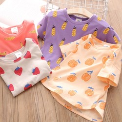 贝壳元素 宝宝水果短袖T恤夏装新款女童童装儿童圆领打底衫txa820