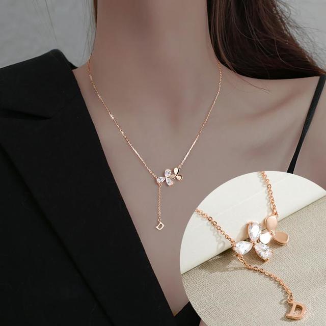 D’ORLAN 朵岚 幸运草项链女士轻奢小众潮设计网红花朵锁骨链