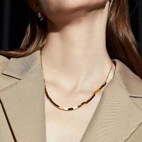 ZENGLIU 法式几何小方块项链女2023年高级感时尚颈链复古毛衣锁骨链