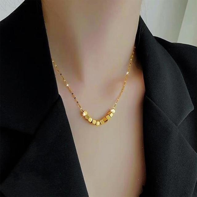T400 精致十全十美小方糖项链女百搭锁骨链