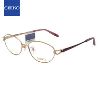 精工(SEIKO)女全框钛材眼镜框HC2019 127+依视路钻晶膜岩1.56镜片 127金色/亮褐色