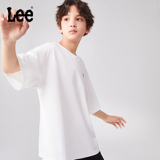 Lee儿童短袖t恤2024男女童夏季大小童半袖休闲宽松舒适上衣童装 香草白 150cm